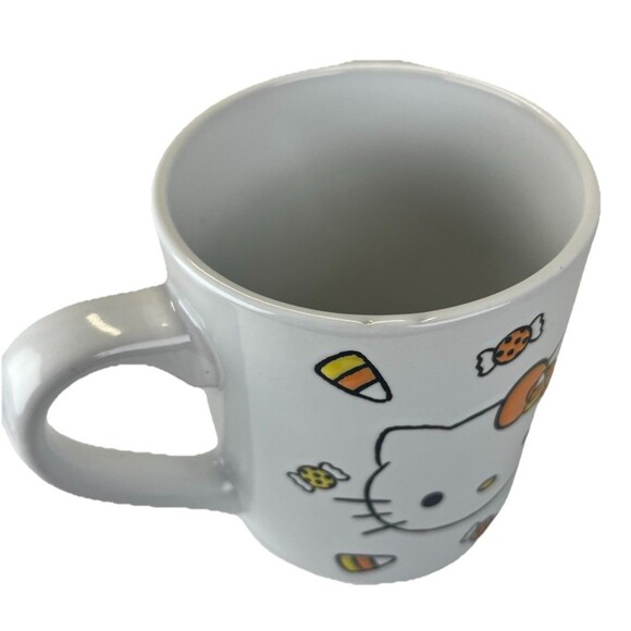 Hello Kitty Candy Corn Wax Resist Ceramic Pottery Mug | Holds 14 Ounces - Picture 6 of 9